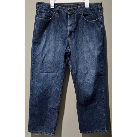 Axist Dark Blue 100% Cotton Relaxed Fit Bootcut Jeans -- Men's Size 40 x 29 - Picture 1 of 6